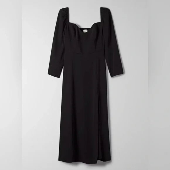 Aritzia Wilfred Tulum Midi Dress Sweetheart Neck Black Size 6 - Picture 3 of 7